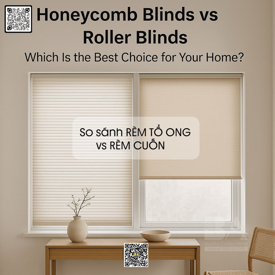 So sánh rèm tổ ong và rèm cuốn